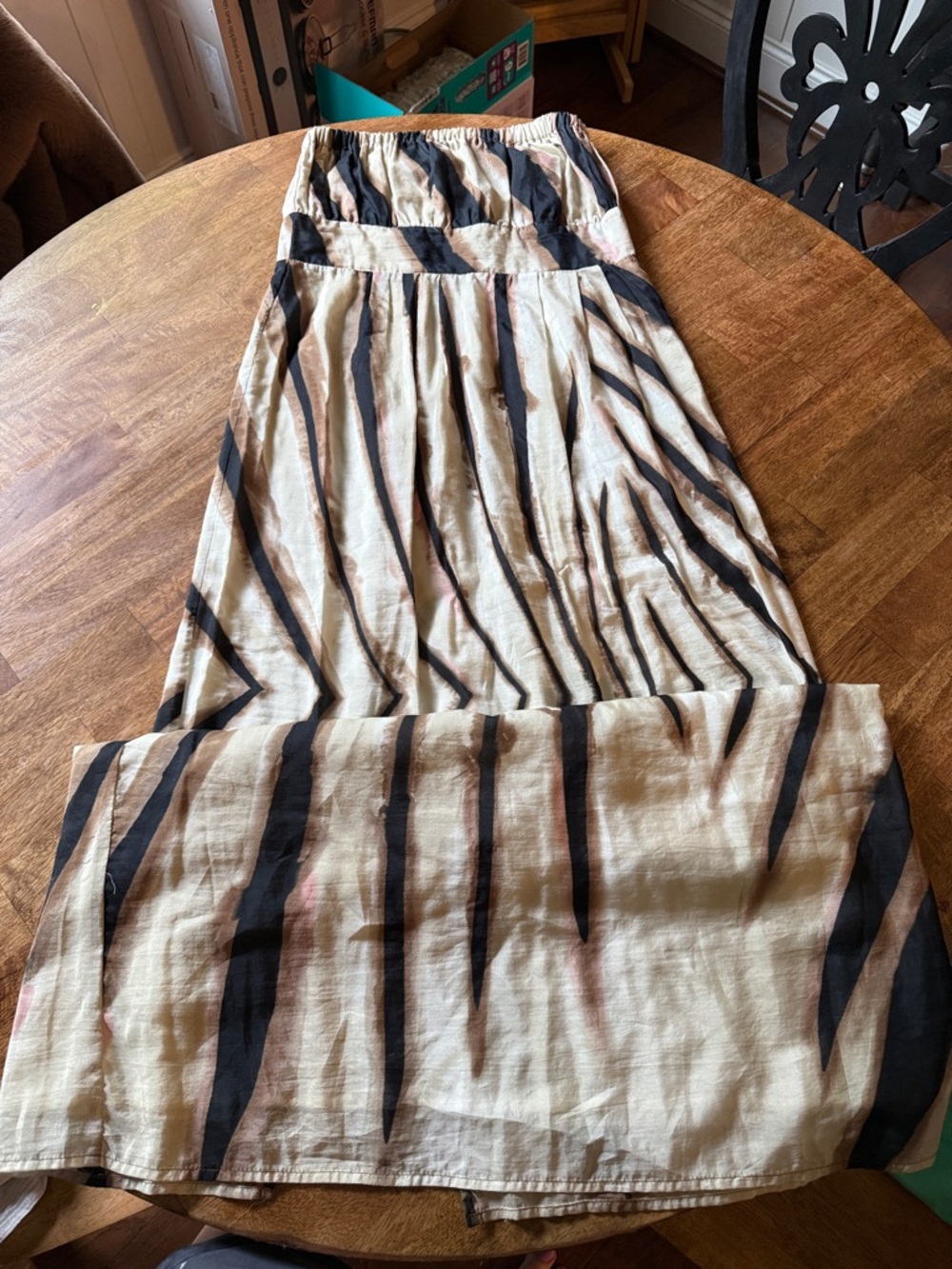 Striped Maxi Dress in Beige and Black